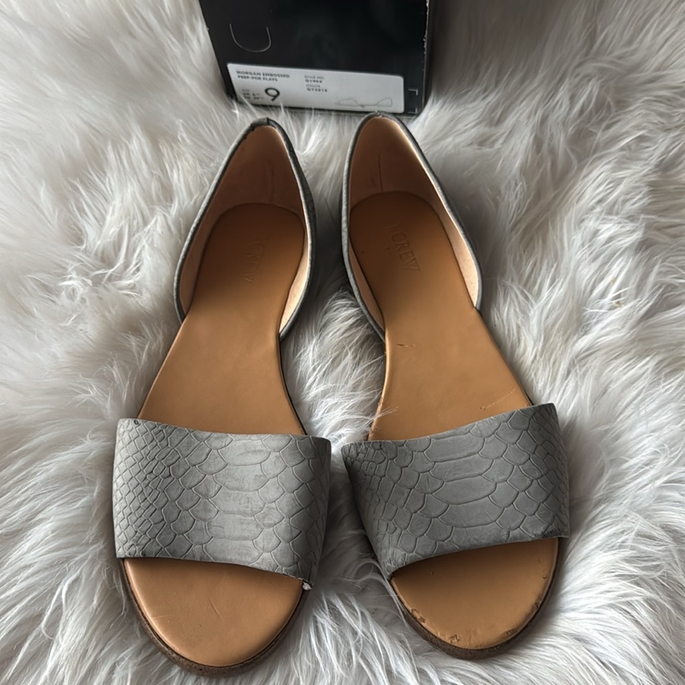 J.Crew Factory peep toe flats in grey